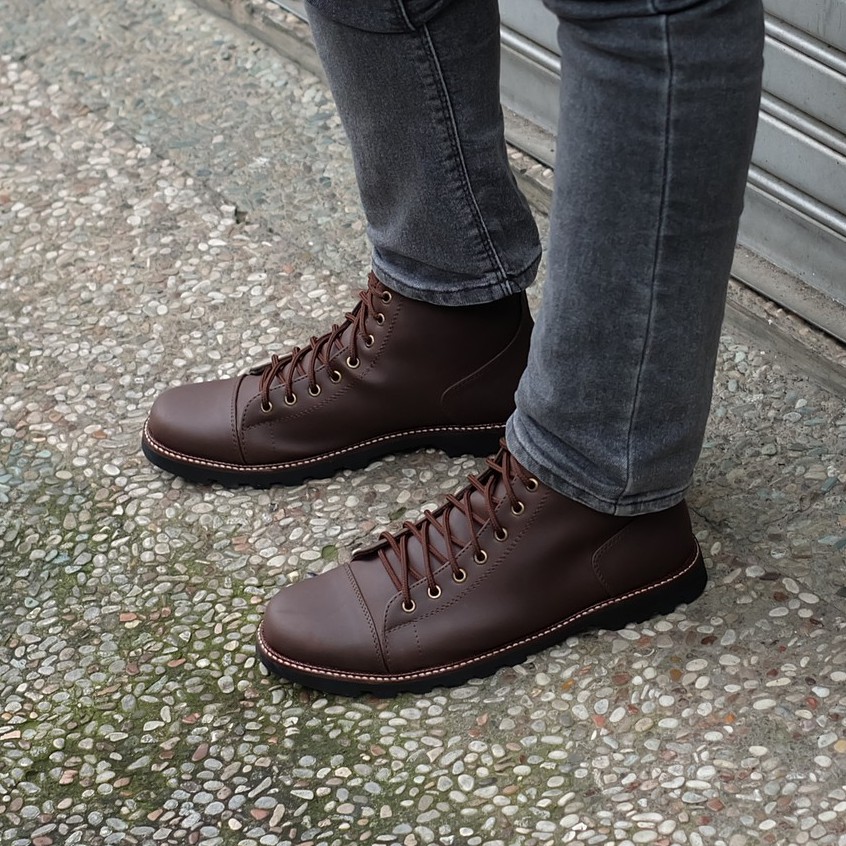 Fleming Brown | 40-44 | Sepatu Boot Kerja Coklat Casual Pria Kantor Cowok Laki Santai Boots | FORIND x Tragen