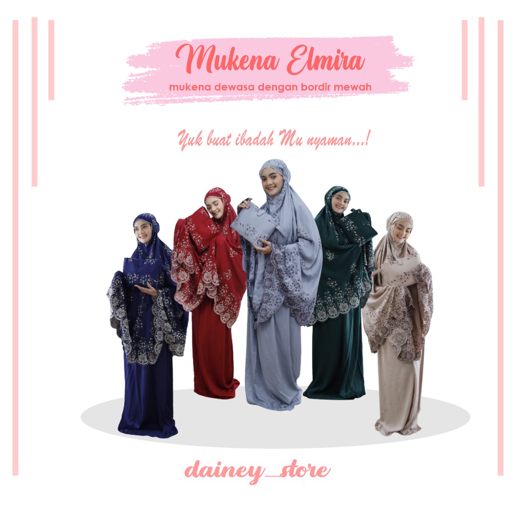 Mukena Elmira Dewasa dengan Bordir Mewah_Murah