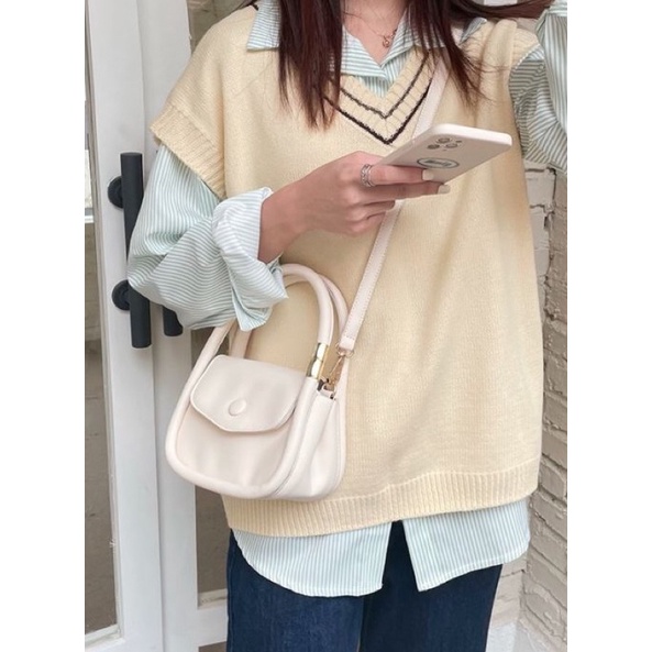 2 warna biru putih slingbag miniso korea simple cantik tas selempang mini wanita lucu