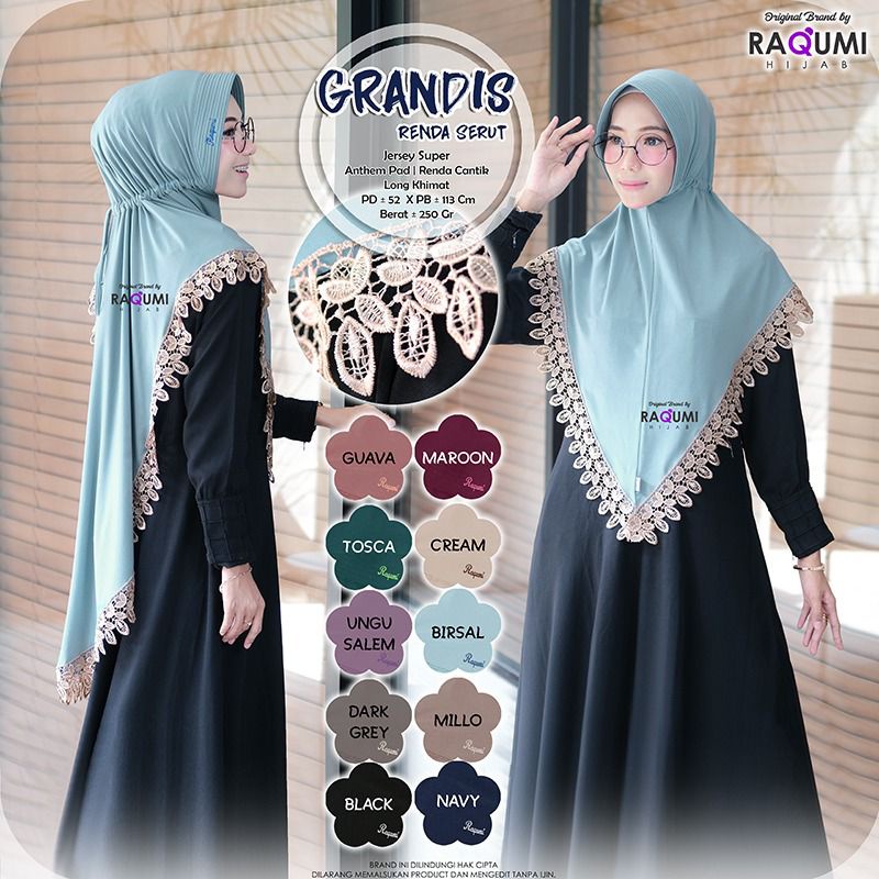 hijab - grandis renda serut ori raqumi
