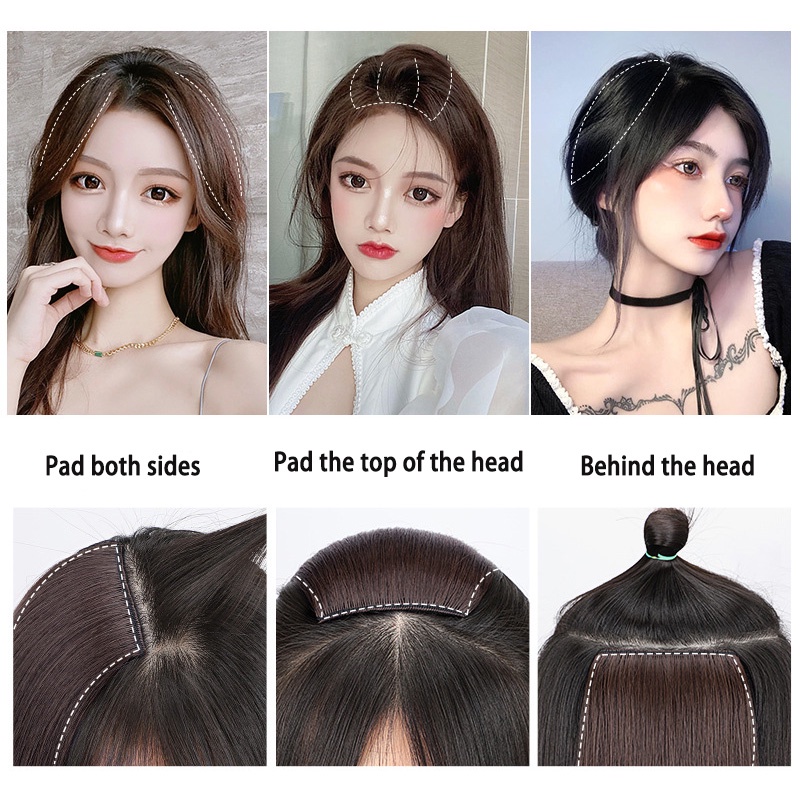 Wig Rambut Palsu Wanita Pemanjang /Meningkatkan Volume Rambut/Tak Terlihat Empuk/serat Buatan Rambut Palsu- olo