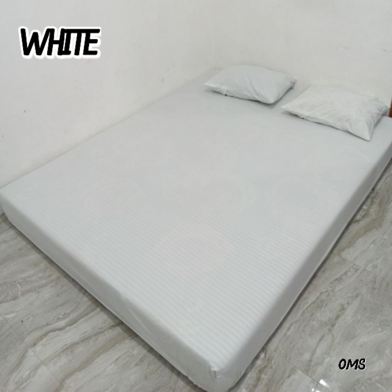 SPREI PUTIH POLOS Uk 180 160 MURAH SEPRAI EMBOS  BEDCOVER