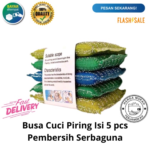 [BISA COD] PROMO Busa Cuci Piring Isi 5 Pcs Pembersih Serbaguna Spons Cuci Piring Sabut Cuci Sabut Panci Spon Cuci Penggosok Murah Terjangkau