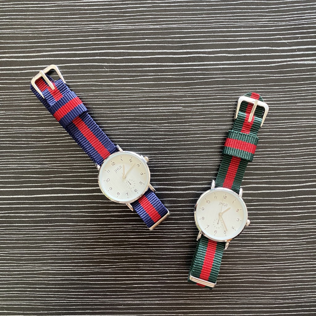 Jam Tangan Analog Quartz Wanita Strap Canvas Korean Style Fashion Import