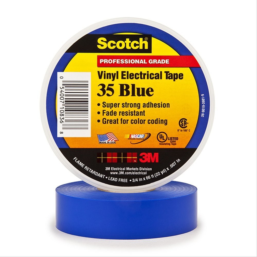 3M Scotch 35 Vinyl Electrical Tape Blue 19mm X 20m scotch 35 vinyl 3M warna biru