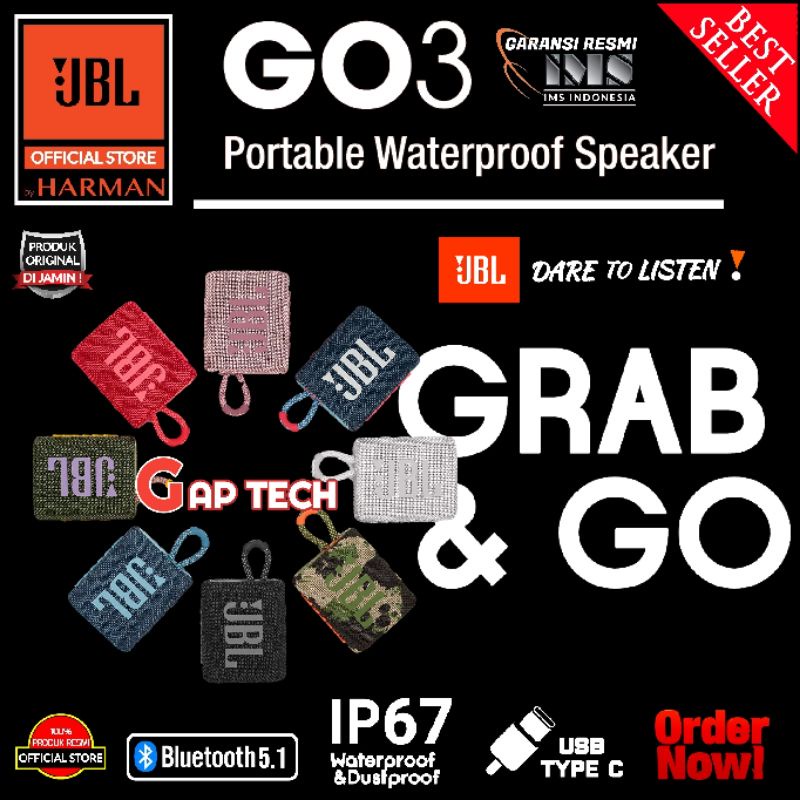 JBL GO 3 / GO3 (Successor JBL GO 2) Portable Waterproof Bluetooth Speaker Original