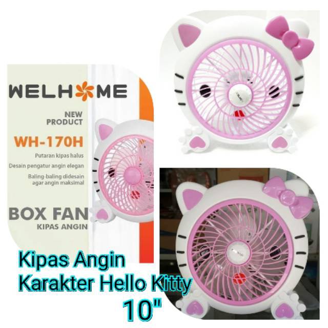 Kipas Angin Karakter HELLO KITY Box Fan Welhome WH-170 10 INCH