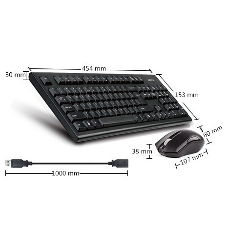 Keyboard mouse a4tech wireless 2.4ghz multimedia fullsize for Laptop-Pc desktop 3000n