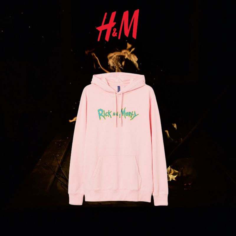 h&m hoodie pink size m dan l