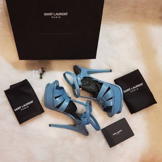 Preloved authentic original YSL Saint Laurent Tribute Croc-stamped heels 14cm (excellent) high heels