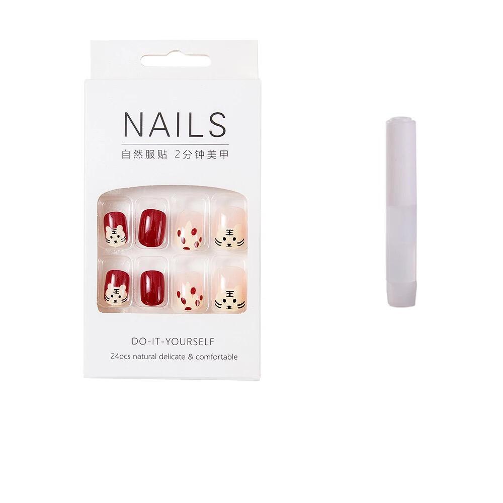 [Original] Fake Nails Kuku Palsu 24 Pcs Nail Art 3D Tahan Air Dengan Lem Tambahan 2 gram/Kupal/Fake Nails/Kuku Palsu