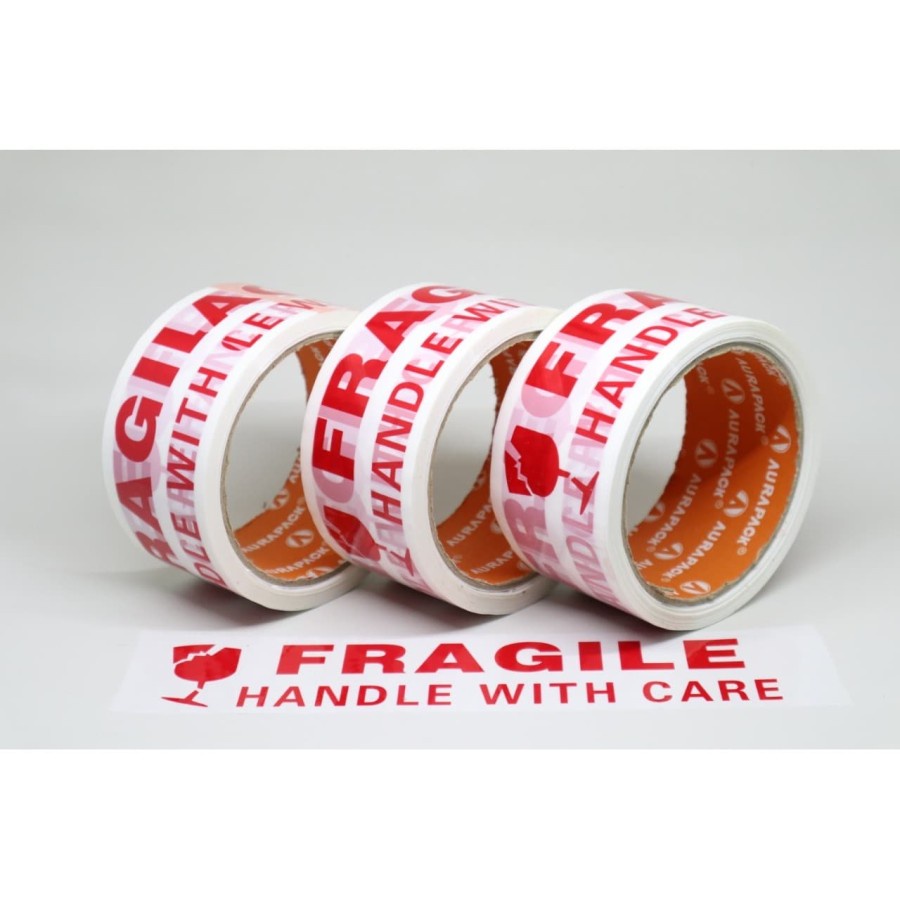 

Lakban Fragile Putih Aurapack 48mm x 50m / 2 inch 55Y Original Solasi