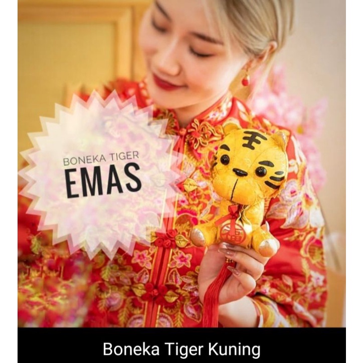Boneka tiger kuning pajangan dekorasi imlek 2022