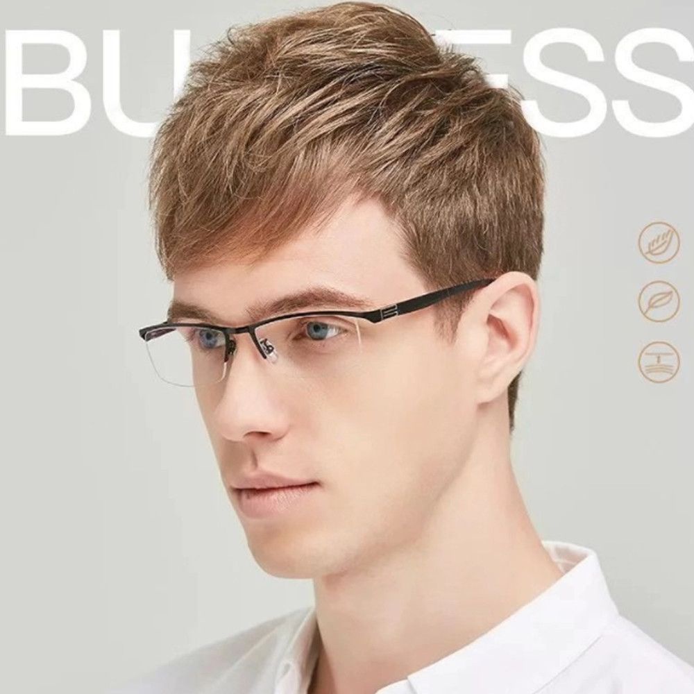 ROW Fashion Business Eyeglasses Classic Anti-Blue Light Ultra Light Glasses Men Half Frame Simple Vintage Eye Protection/Multicolor