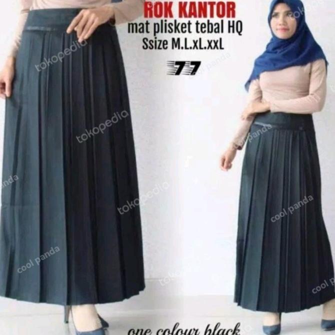 Rok kerja rok kantor rok guru prisket hitam panjang plisket