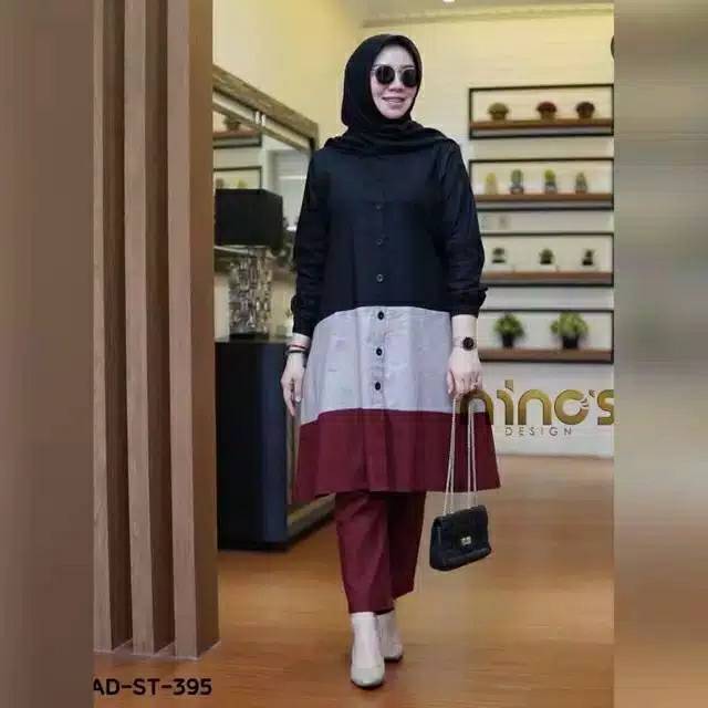 Baju Atasan Muslim Wanita Tunik Ninos Sambung Terbaru Trend  Fashion Kekinian