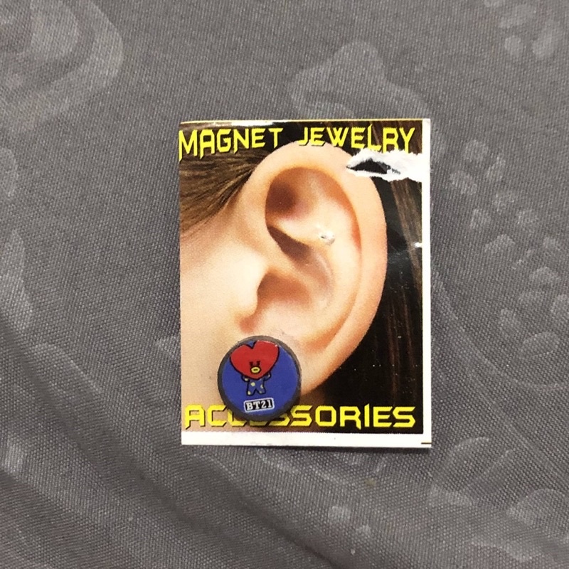 Anting Magnet Bulat Hitam 12pc Grosir Tanpa Lubang BTs