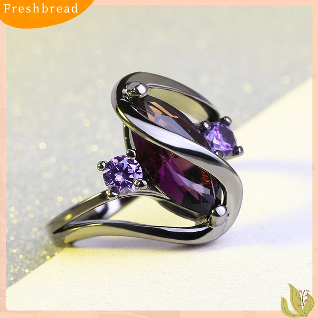 Terlaris Women Fashion Romantic Faux Sapphire Horse Eye Shaped Hollow Out Ring Jewelry