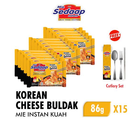 

Sedaap Mie Instan Goreng Korean Cheese Buldak 86gr x 15 Free Cutlery
