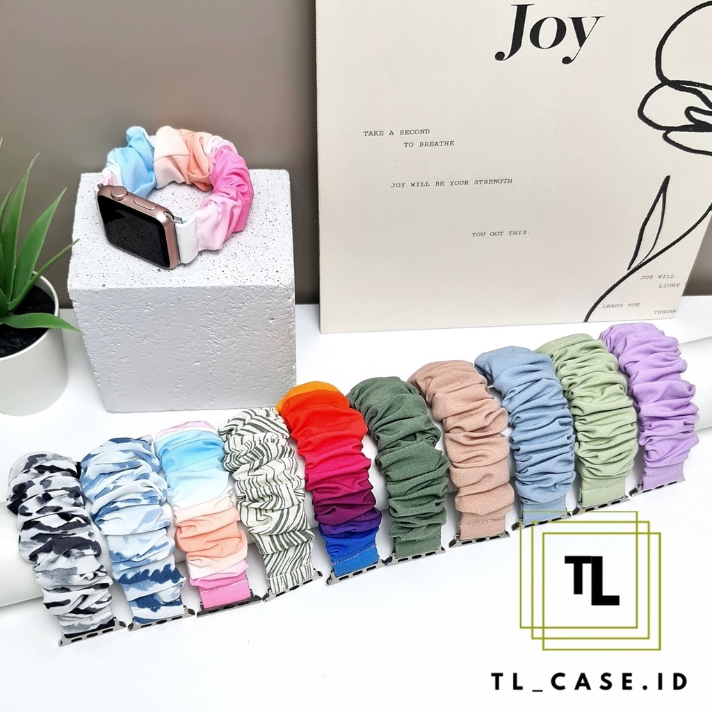 [ Tanpa Jam ] SCRUNCHIE KOREA ELASTIS ADJUSTABLE STRAP WATCH - SERI ULTRA 1 2 3 4 5 6 7 8 SE | SIZE 38mm 40mm 41mm 42mm 44mm 45mm 49mm | Tali strap band apple watch iwatch smartwatch iwo T500 T55 IWO HW22 W26 dll