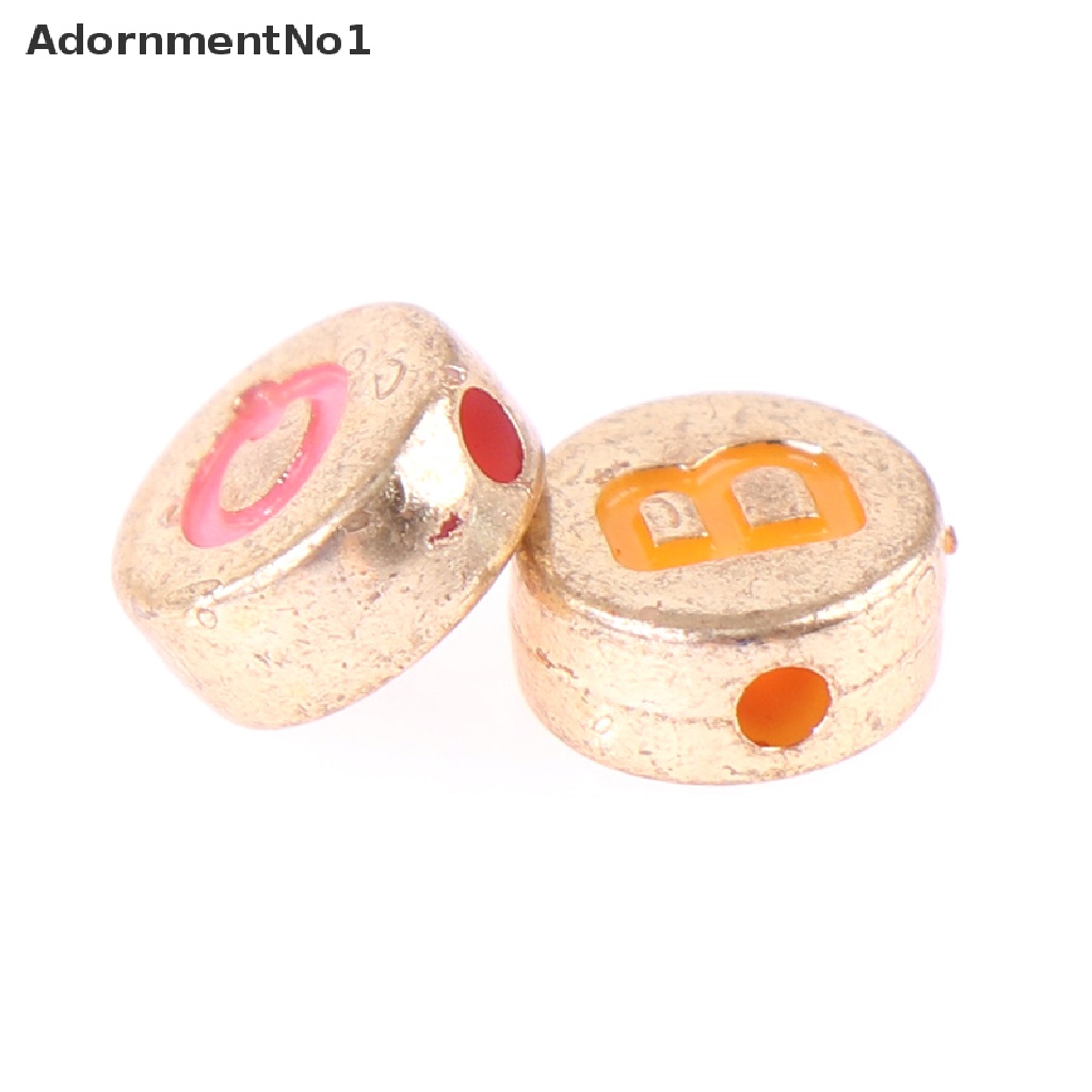 (AdornmentNo1) 100pcs / Set Manik-Manik Akrilik Bulat Motif Tulisan 4x7mm Untuk Aksesoris Perhiasan Diy