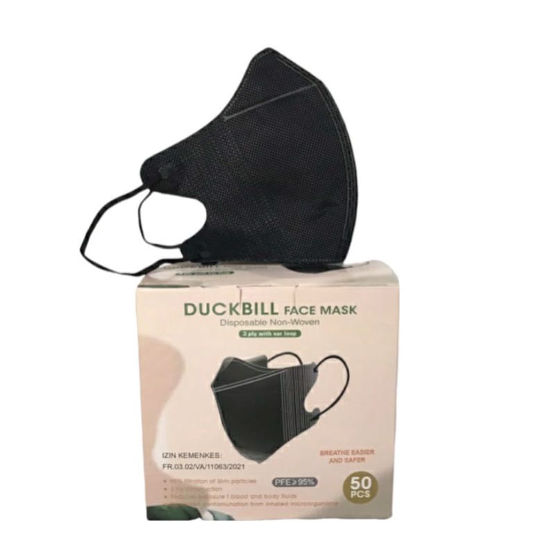 masker duckbill garis model alkindo isi 50pcs duckbill hitam putih