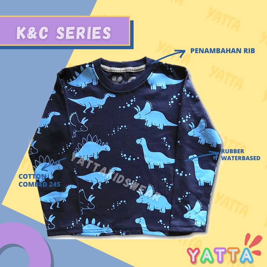 YATTA BAJU ANAK LAKI LAKI / KAOS ANAK LAKI LAKI LENGAN PANJANG DINO FULLPRINT 1 - 10 TAHUN COD