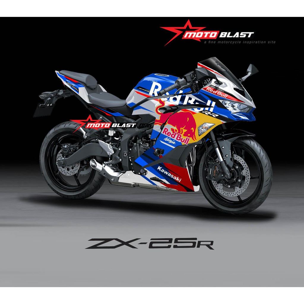 Decal Stiker Motoblast - Ninja ZX25R RedBull Blue
