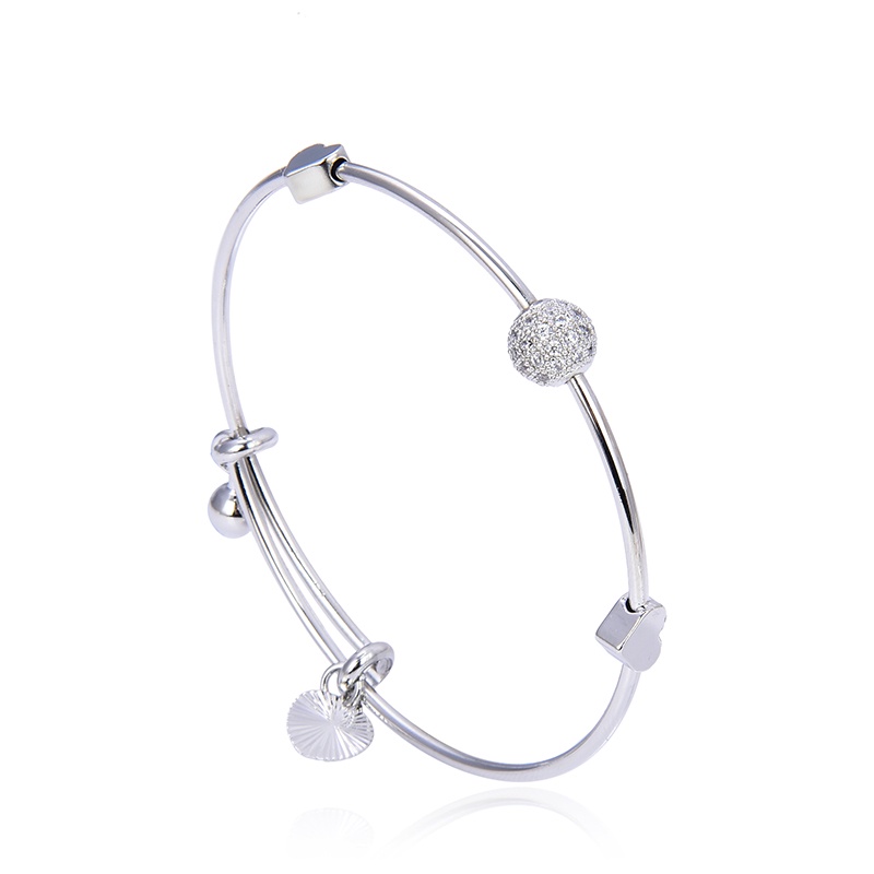 COD Gelang Titaniun Bangle Perak Wanita Diamond Titanium Premium Lapis 18K Anti Karat Berlian Korea Untuk Wanita Perhiasan perak 54b-133B-Perak