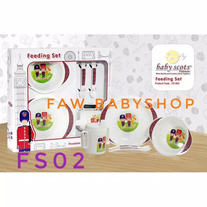 BABY SCOTS FEEDING SET Perlengkapan Makan Bayi / Kado Bayi / SetTempat Makan Bayi