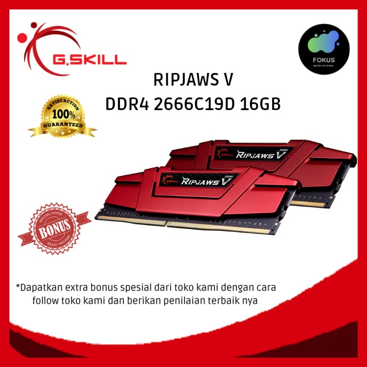 Memory RAM  GSkill Ripjaws V DDR4 PC 21300 16Gb(8Gbx2) 2666MHz (F4-2666C19D-16GVR)