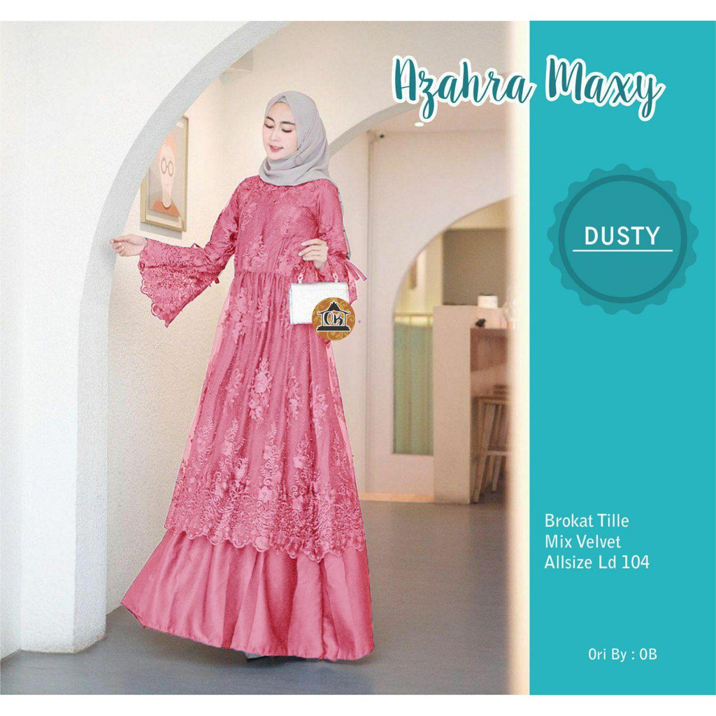 GAMIS AZAHRA SYARI BROKAT TILE MIX VELVET GAMIS MODERN GAMIS TERBARU