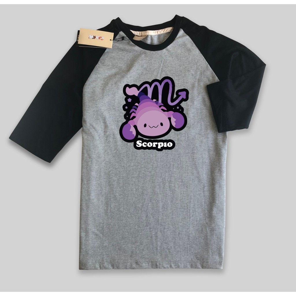 Baju Kaos raglan desain Zodiak Bintang star Scorpio