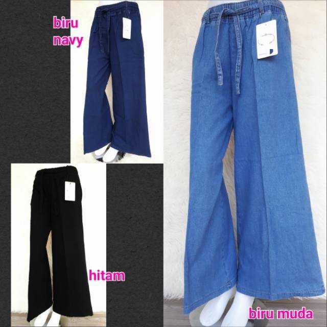 CELANA KULOT JEANS BASIC XL dan JUMBO XXXL // BASIC PALAZO PLAIN JEANS