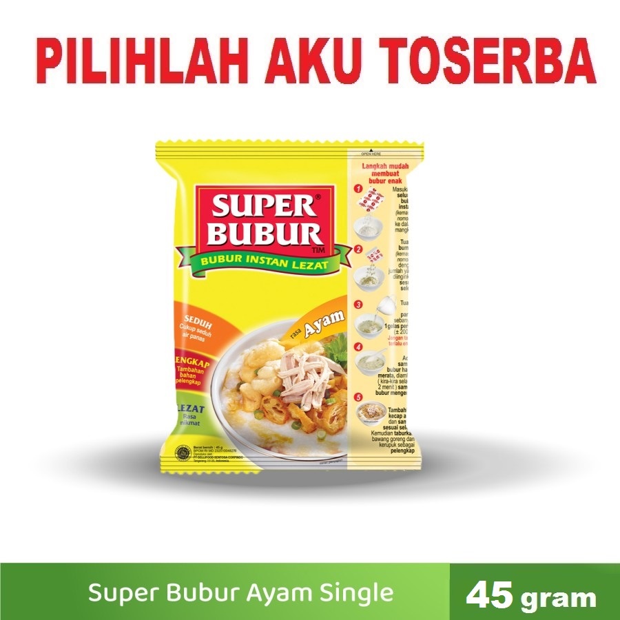 Super Bubur Rasa Ayam @45 Gr - ( HARGA 1 DUS ISI 40 PCS )