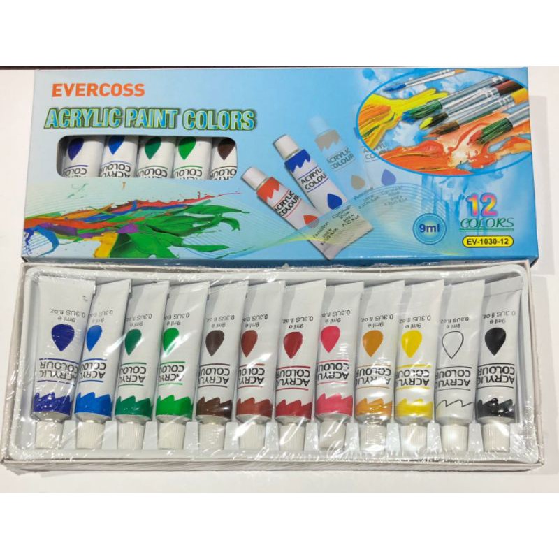 

Evecoss Acrylic Colour Set Cat Acry 12C (9ml) Cat Akrilik Cat Lukis Cat Warna Perlengkapan Gambar