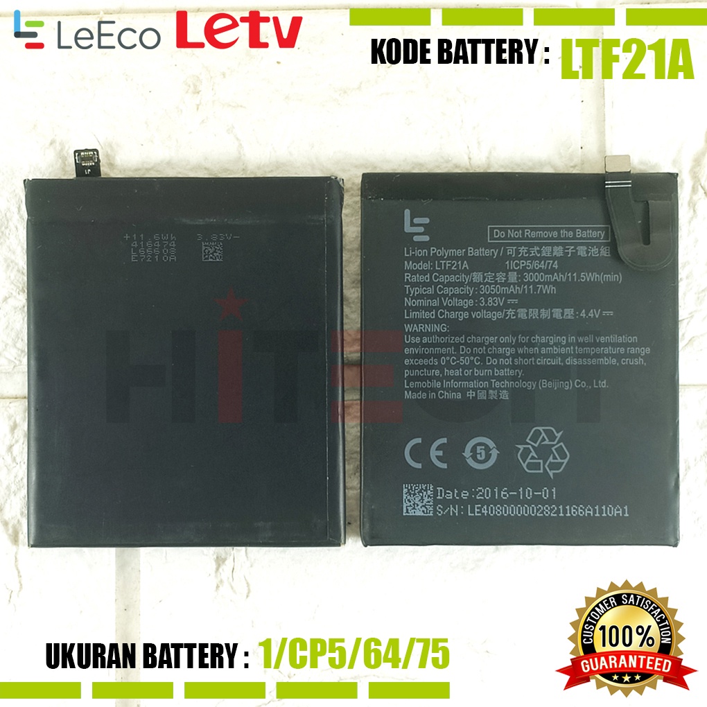 Baterai Battery Original LTF21A For LeTv LeEco Le 2 (Pro) Le 2S Le S3 X20 X626 X528 X621 X625 X25 X525 X620 X520 X522 X527