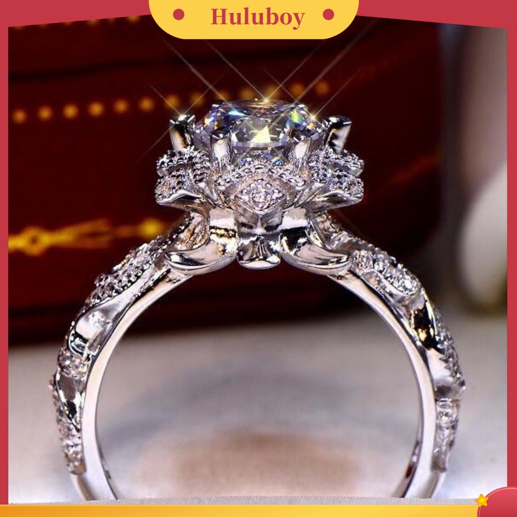 Hu Hu Hu Hu Hu Alat Bantu Pasang Kacamata♡ Cincin Wanita Bentuk Bunga Aksen Berlian Imitasi Untuk Hadiah Valentine