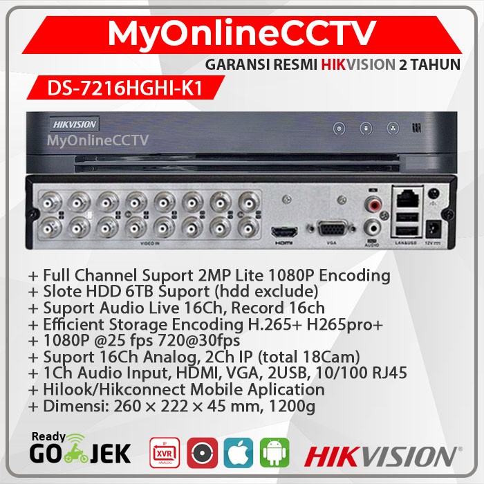 Ds 7216hghi K1 Hikvision Ds 7216hghi K1 Dvr Kamera Cctv 16ch 2 Ip Camera Garansi Resmi Shopee Indonesia