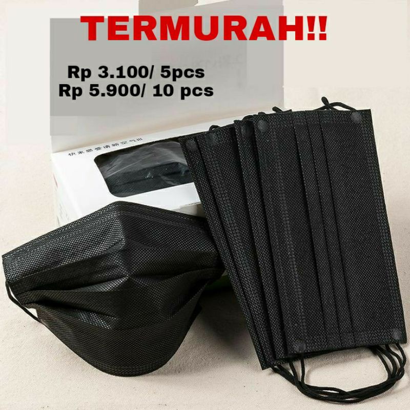 [COD] MASKER HITAM IDOL KPOP 3PLY SATUAN MASKER HITAM EARLOOP GROSIR TERMURAH