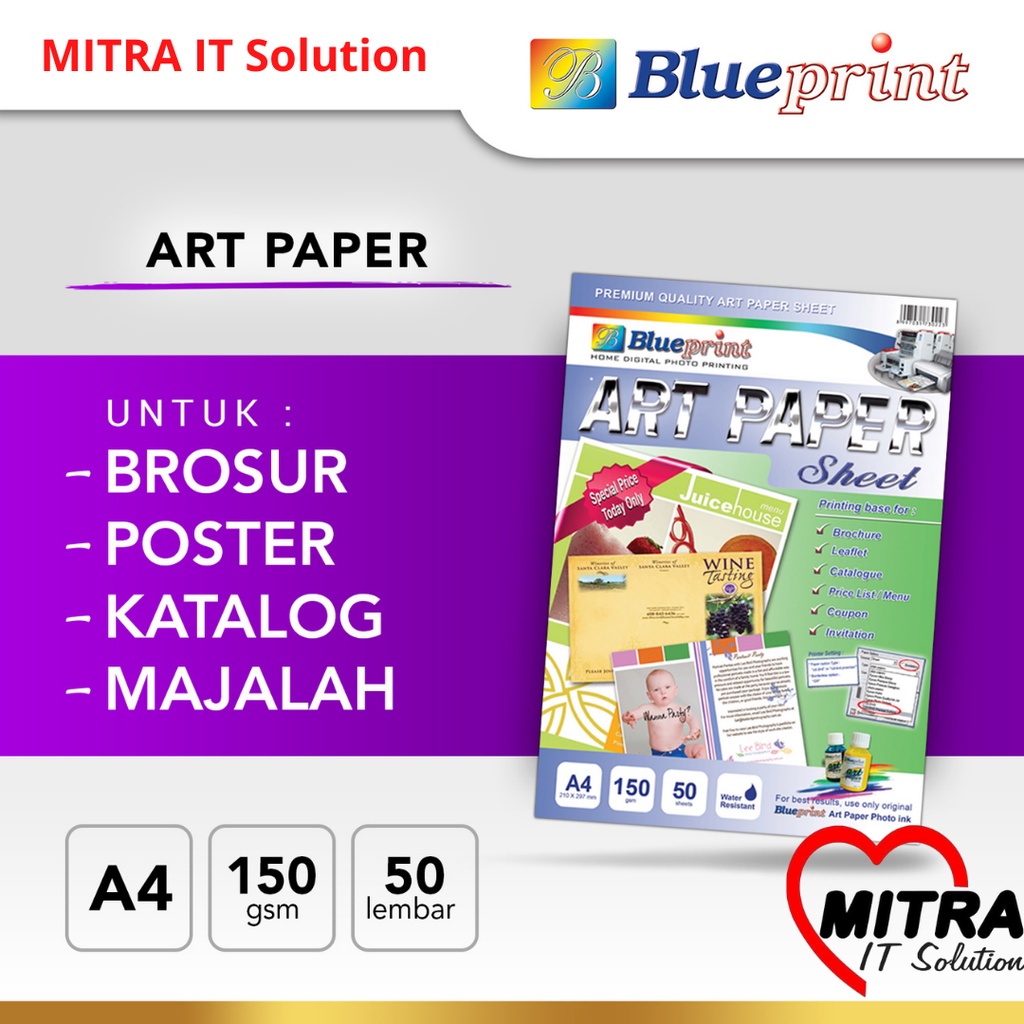 

Kertas Art Paper BLUEPRINT A4 150gsm AP-A4150