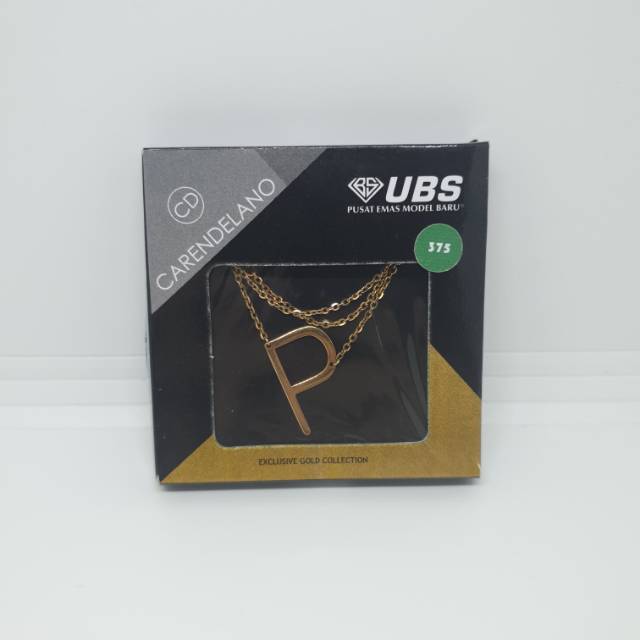 Kalung Emas 375 Alpha Beta Milea UBS Carendelano Huruf P