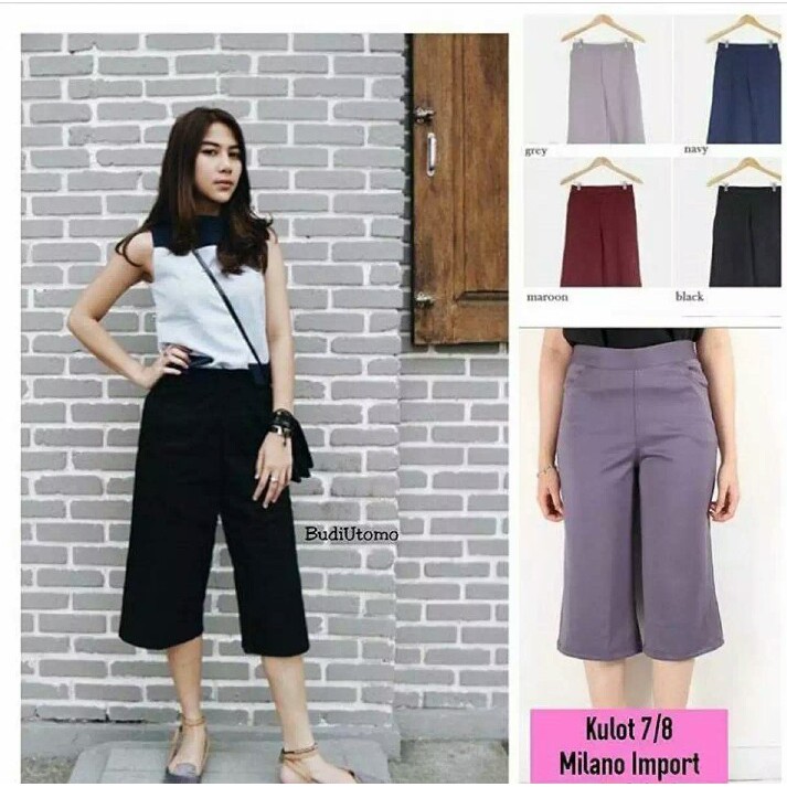 KULOT CREP POLOS TANGGUNG // BAWAHAN WANITA CELANA CASUAL