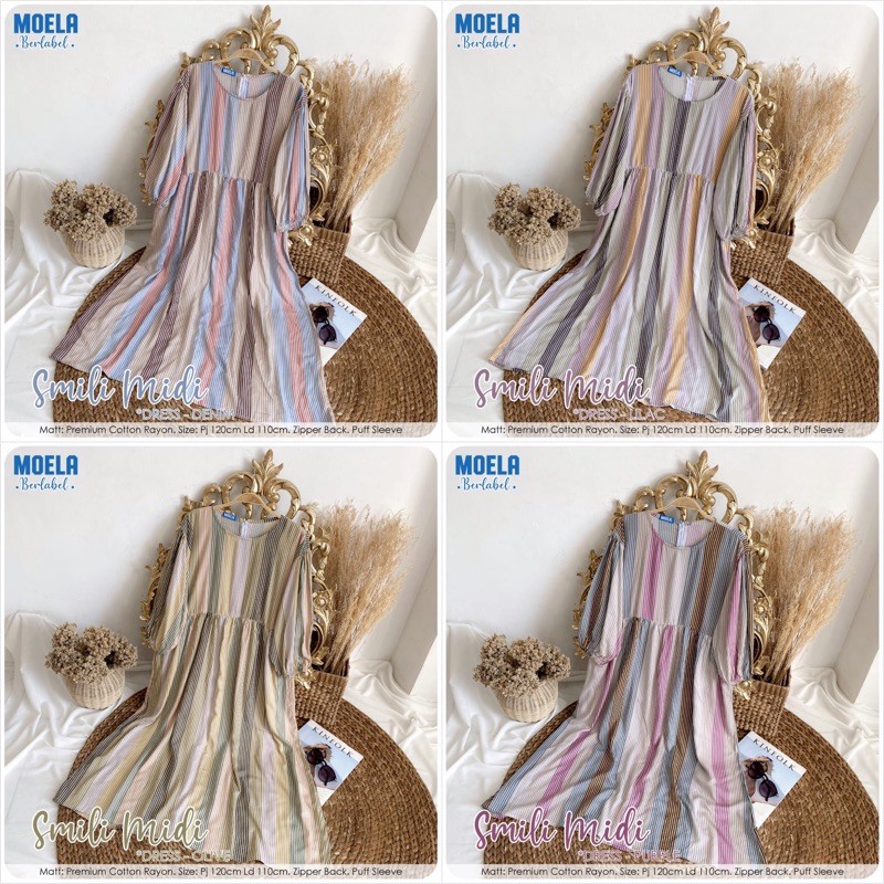 READY OLIVE SMILI MIDI DRESS BY MOELA