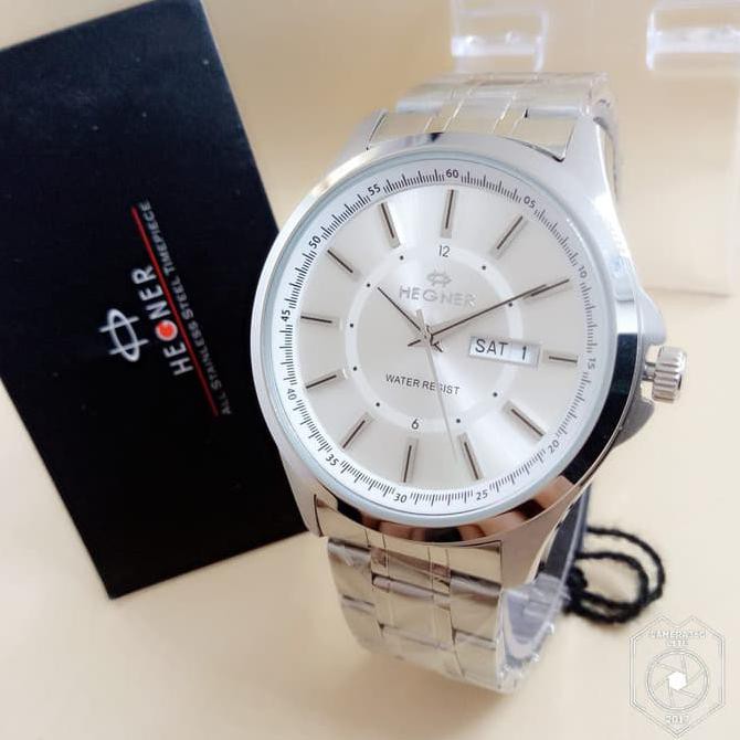 Jam Tangan Hegner 1250 Silver White Jam Pria Original Keren Gaya Murah