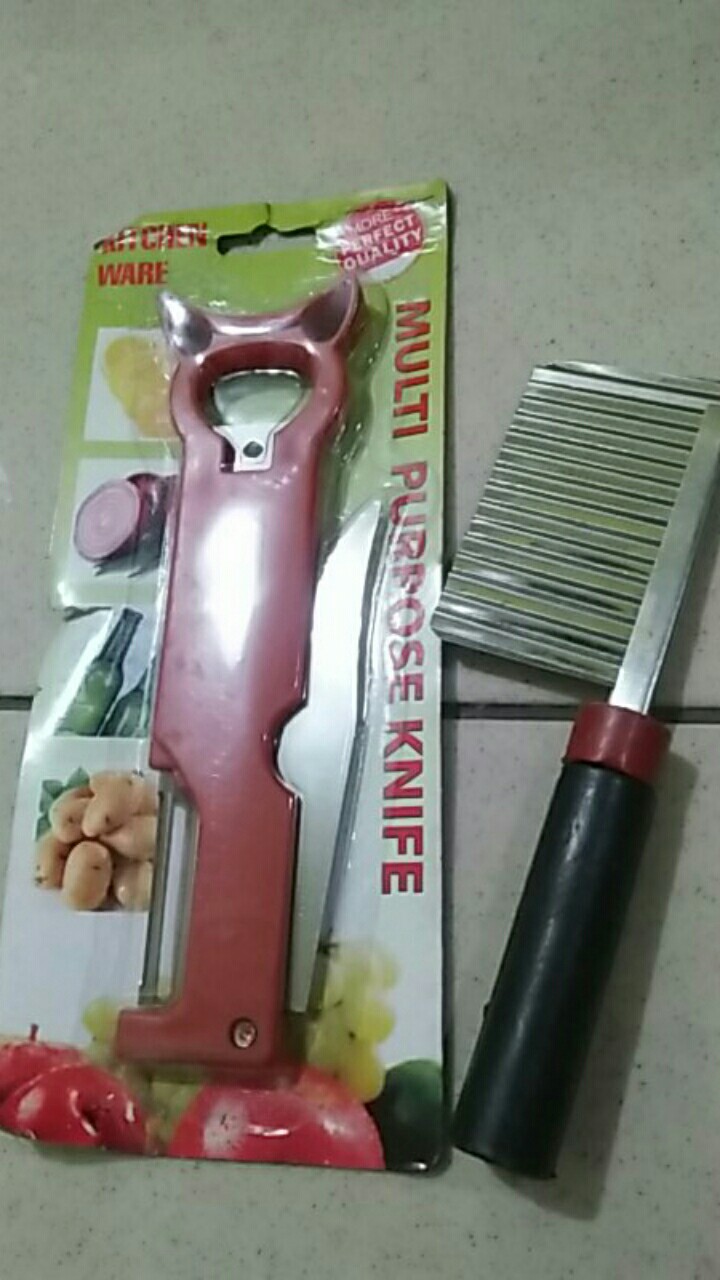 Gobed Pemotong Kentang Pisau Gelombang Gagang