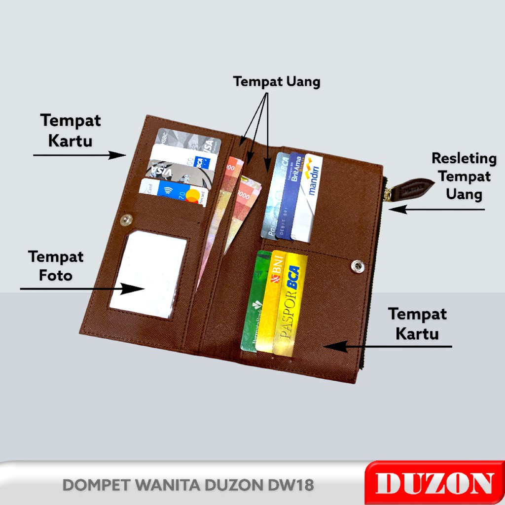 DOMPET WANITA DUZON DW18 KULIT SINTETIS BAHAN TEBAL ORIGINAL DUZON