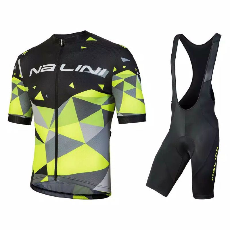 Jersey Sepeda Roadbike Nalini Premium Sepasang dengan Celana Padding Gel Empuk