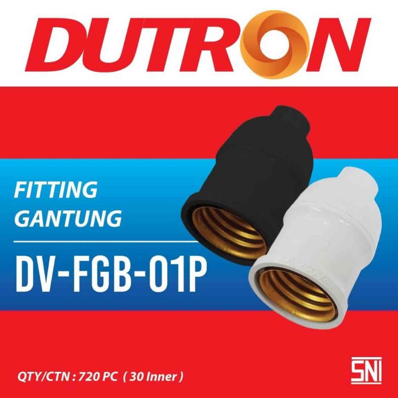 FITTING GANTUNG DUTRON HITAM PUTIH DV-FGB-01 COLOK COLOKAN LAMPU TIDUR TANPA SWITCH NO SAKLAR ON OFF KUNINGAN TAHAN PANAS