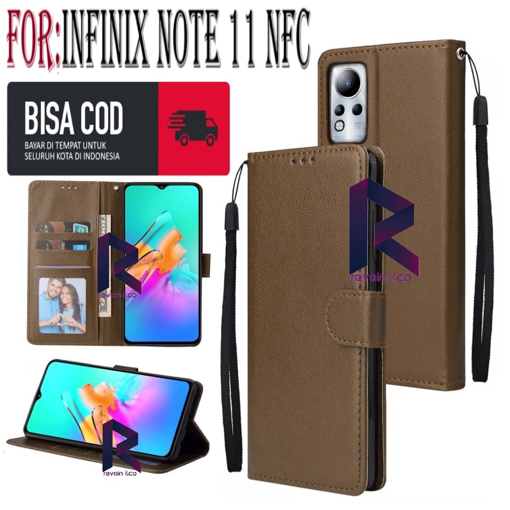 NEW INFINIX NOTE 11 NFC CASE FLIP WALLET LEATHER KULIT PREMIUM SARUNG BUKA TUTUP FLIP CASE INFINIX NOTE 11 NFC